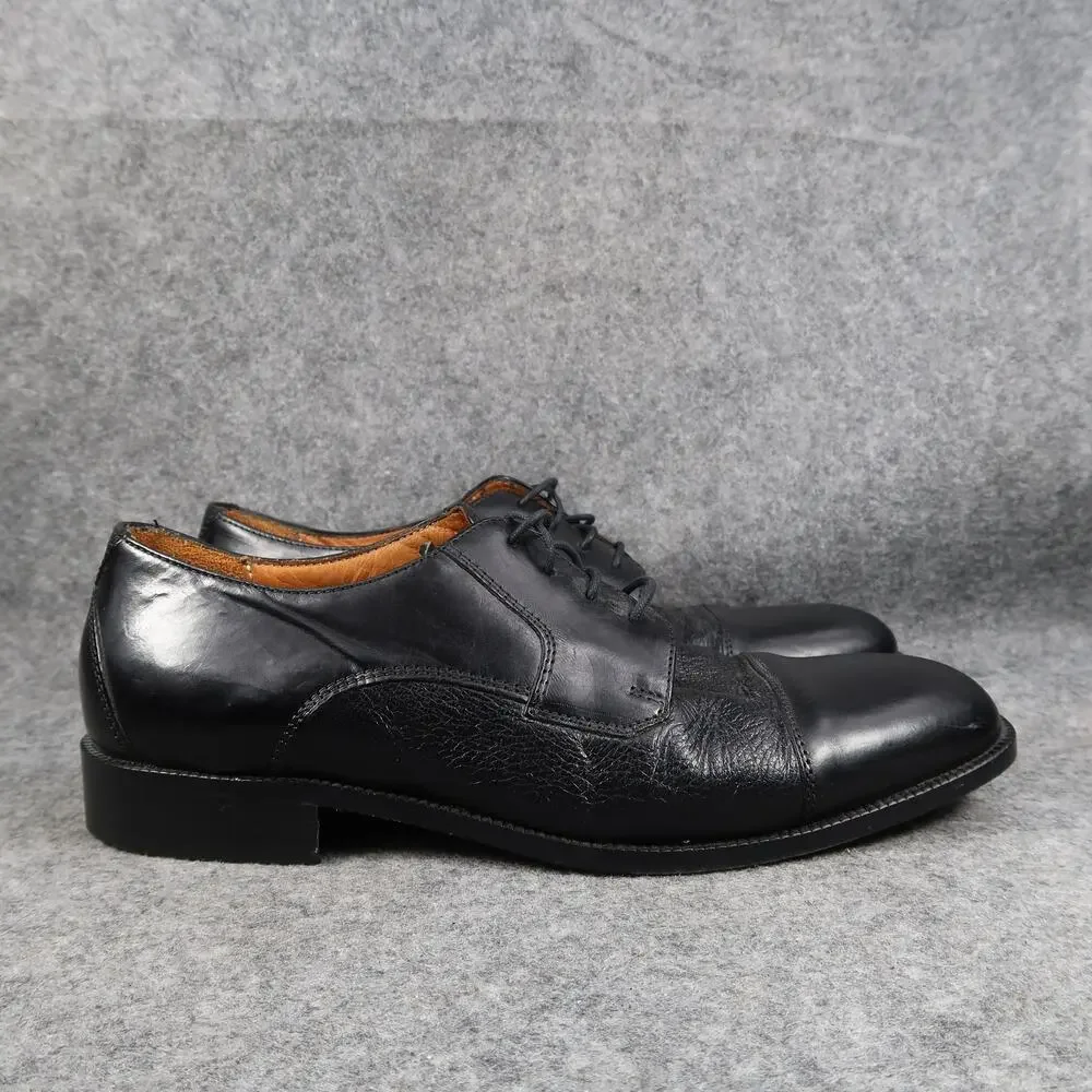 Pronto Uomo Dress Shoes Mens 8.5 Oxford Leather Derby Cap Toe Black Formal Italy